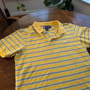 💛 Chaps Men's Polo Shirt in Yellow and Gray Stripes